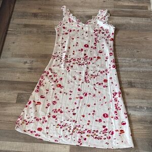 Oscar de la Renta Floral White and Pink Slip Dress size L